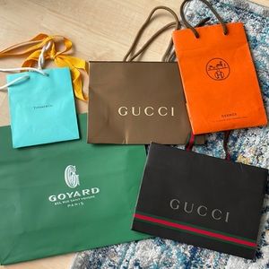 Assorted designer shopping bags